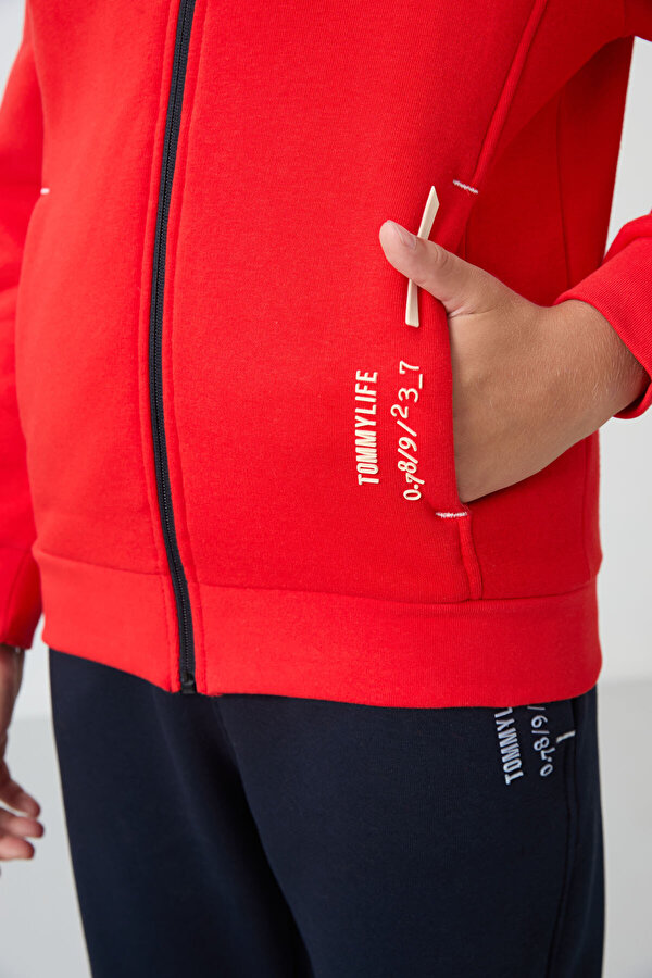 Fiesta-Lacivert Pamuklu Kalın İçi Tüylü Yumuşak Dokulu Standart Fit Nakışlı Erkek Çocuk Eşofman Takı