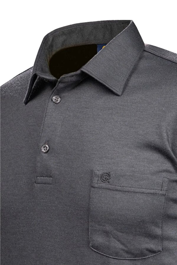 Erkek Büyük Beden Gömlek Yaka Kol Manşetli Triko Sweat 4249BAT Siyah