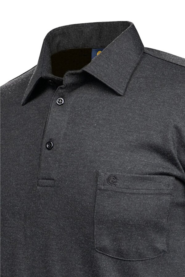 Erkek Büyük Beden Gömlek Yaka Kol Manşetli Triko Sweat 4249BAT Antrasit