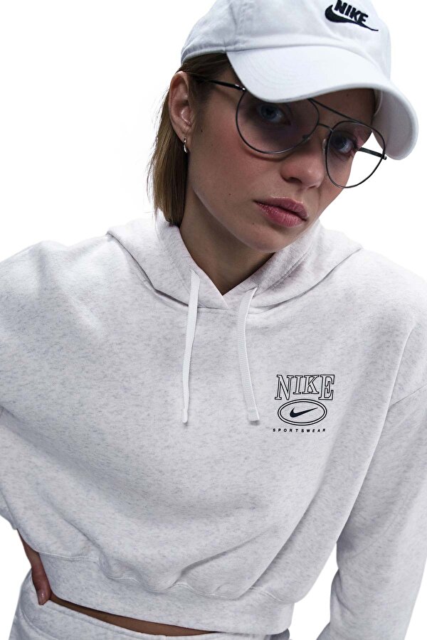 W NSW CLUB FLC OS GX CRP GRI Kadın Sweatshirt