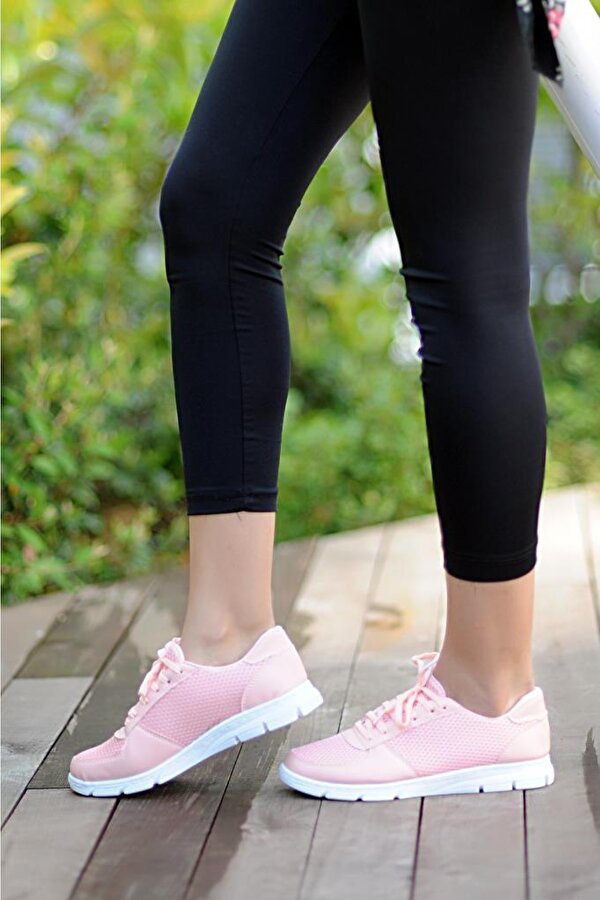 Fileli Bağcıklı Comfort Taban Kadın Sneaker A1971-20Pudra
