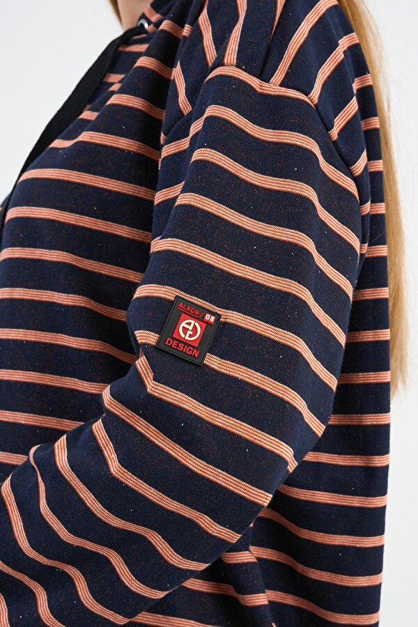 Çizgili Kapüşonlu Sweatshirt (UNX-00242-WN)