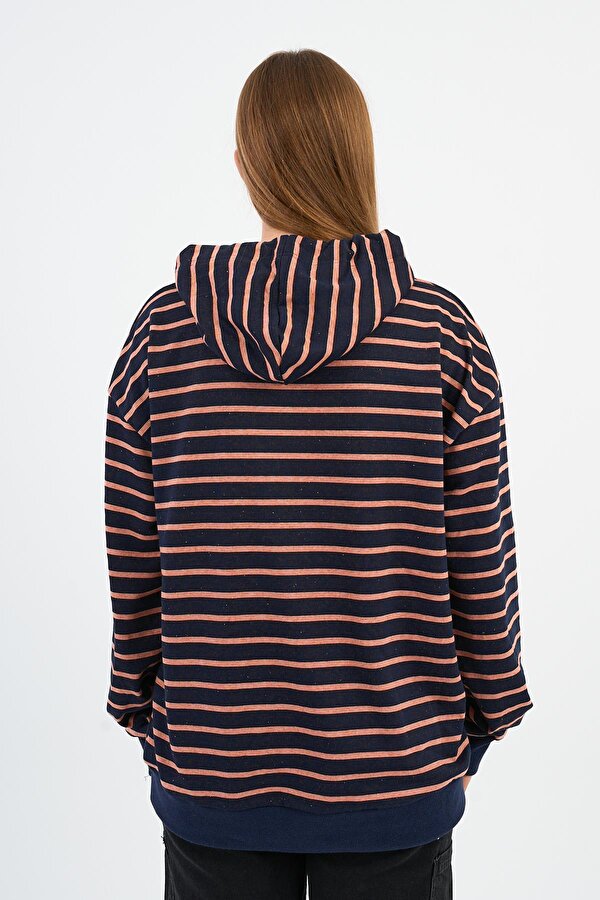 Çizgili Kapüşonlu Sweatshirt (UNX-00242-WN)