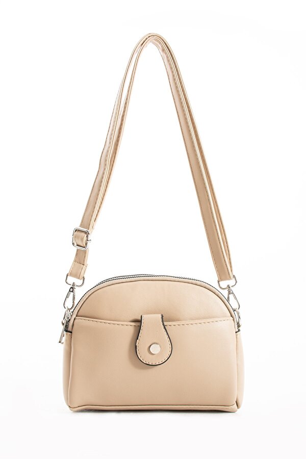 Kadın Vegan Deri Çapraz Askılı 4 Bölmeli Tokalı Omuz Çantası PBS1420