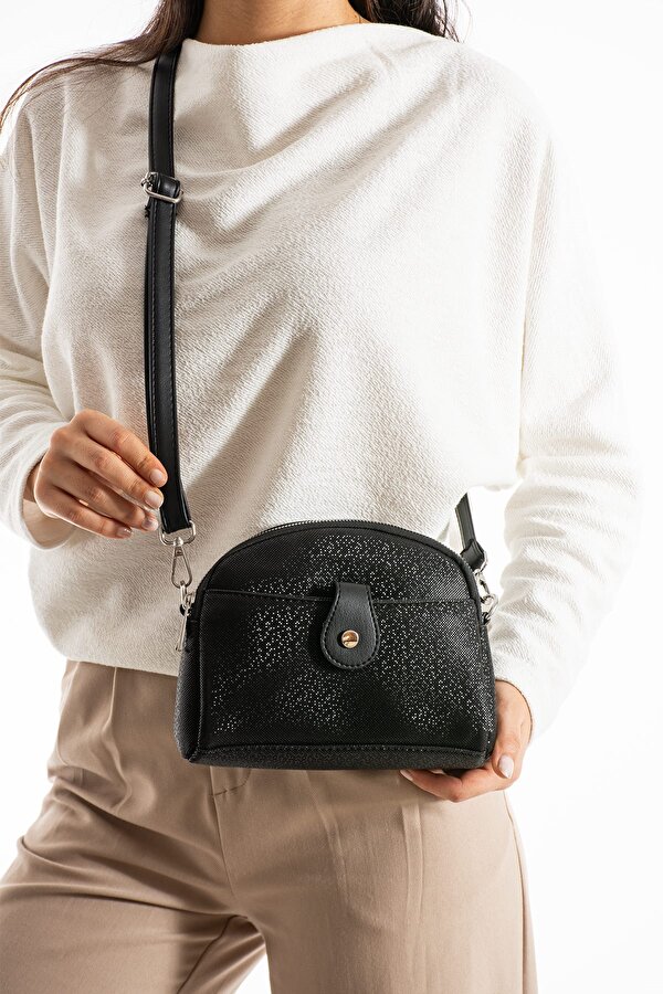 Kadın Vegan Deri Çapraz Askılı 4 Bölmeli Tokalı Omuz Çantası PBS1420