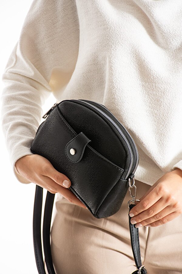 Kadın Vegan Deri Çapraz Askılı 4 Bölmeli Tokalı Omuz Çantası PBS1420