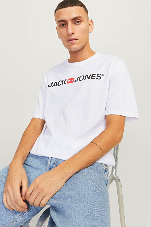 JJECORP LOGO TEE SS CREW Beyaz Erkek Kısa Kol T-Shirt