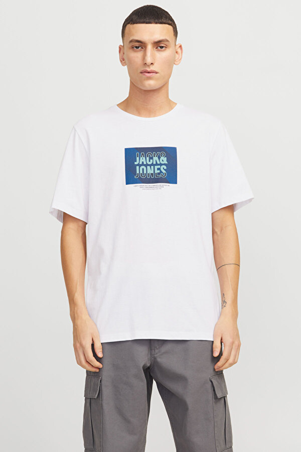 JJHUDSON TEE SS CREW NECK Beyaz Erkek Kısa Kol T-Shirt