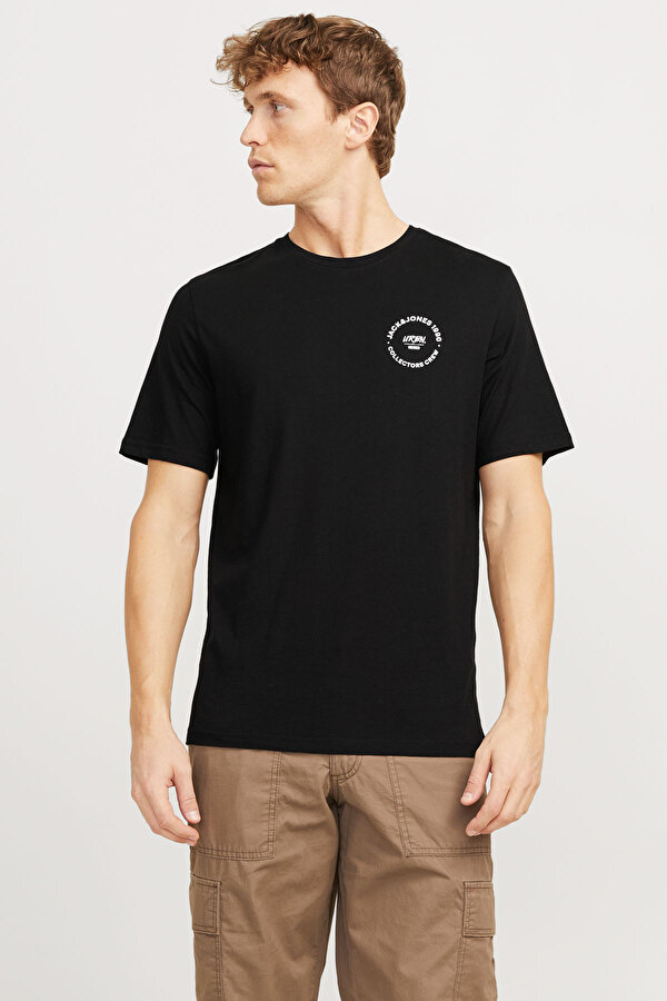 JJSIMON TEE SS CREW NECK Siyah Erkek Kısa Kol T-Shirt