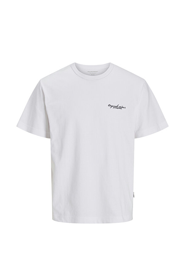 JORBOSTON CHEST BRANDING Beyaz Erkek Kısa Kol T-Shirt