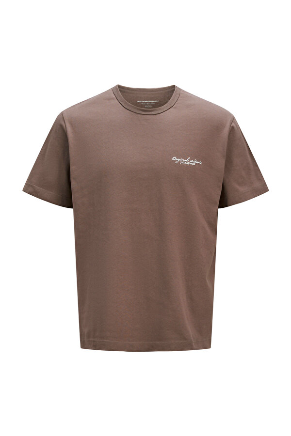 JORBOSTON CHEST BRANDING Kahverengi Erkek Kısa Kol T-Shirt