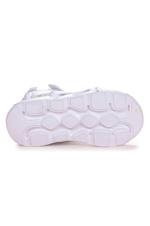 Kivu  Hologram Işıklı Kız Çocuk Cırtlı Sandalet Ayakkabı Beyaz