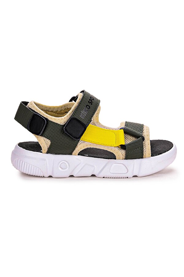 Cırtlı Yürüyüş Erkek Çocuk Sandalet 2722-27 Haki - Sarı