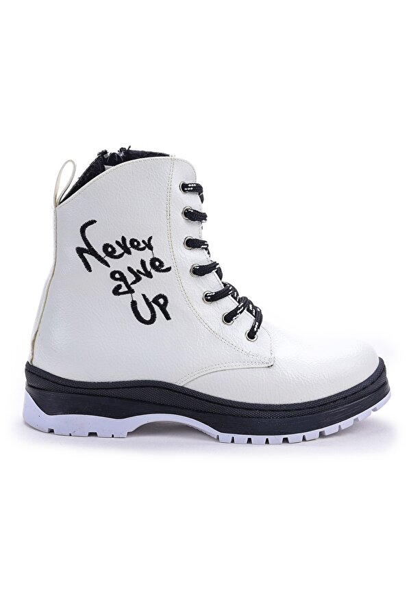 Never Çatlak Termo Taban Kız Çocuk Bot Beyaz - Siyah