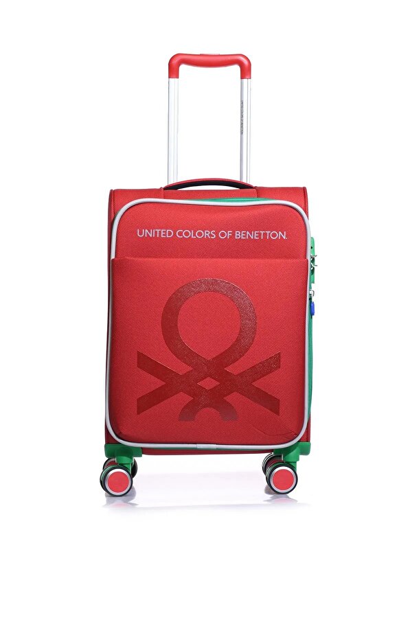 Benetton 2200 Küçük boy Ultra Light Hafif Lüx Kumaş Tekerlekli Valiz KIRMIZI