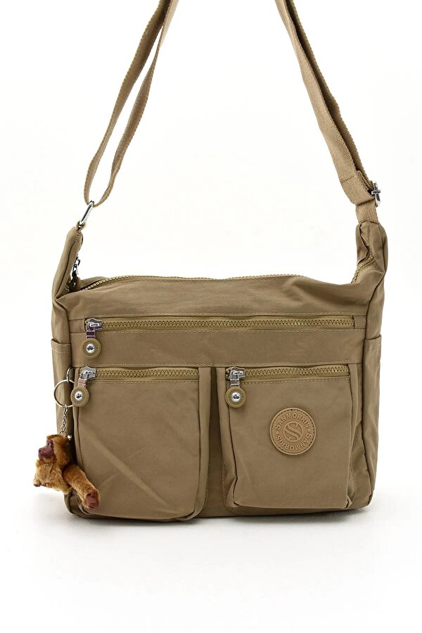 Sn 3023 suya dayanıklı çok bölmeli krinkıl çanta kol çantası omuz Postacı çantası BEJ