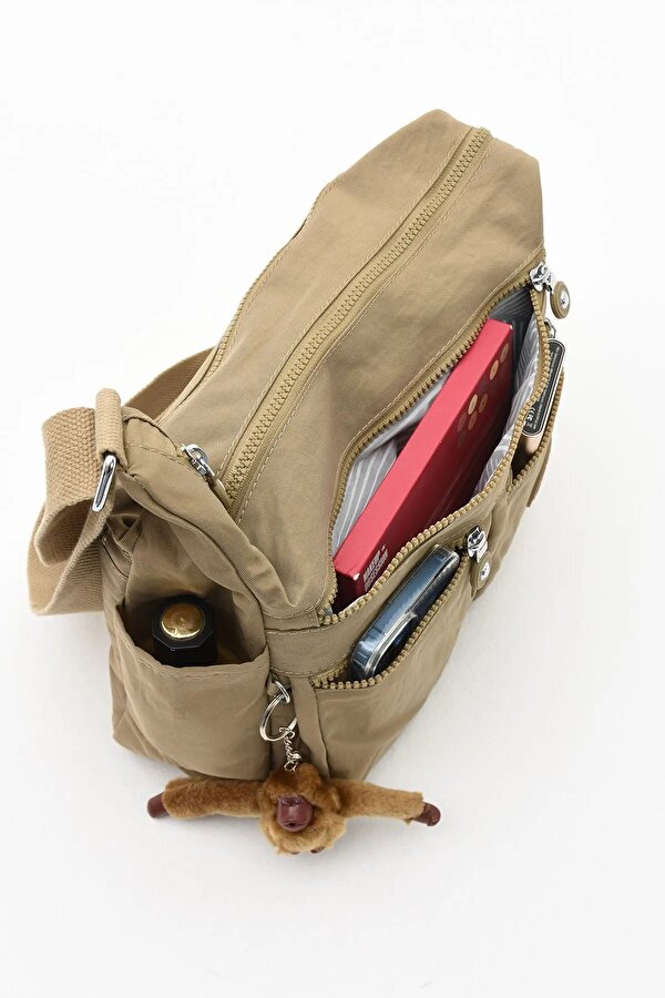 Sn 3023 suya dayanıklı çok bölmeli krinkıl çanta kol çantası omuz Postacı çantası BEJ