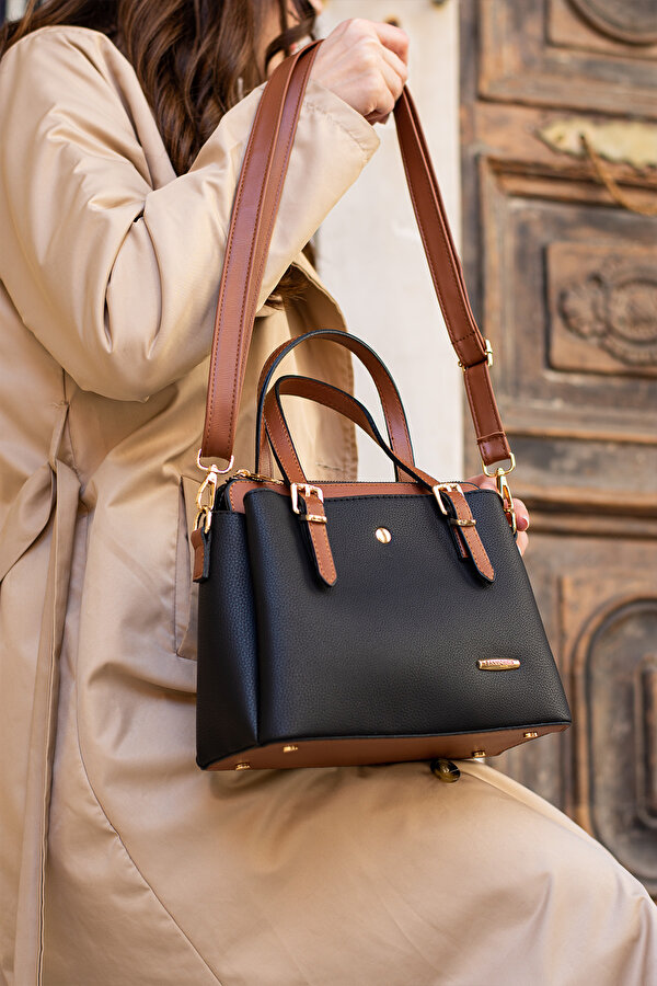 Sn 1415 Kadın Omuz Çantası El Çantası Kol Çantası Günlük SİYAH-TABA