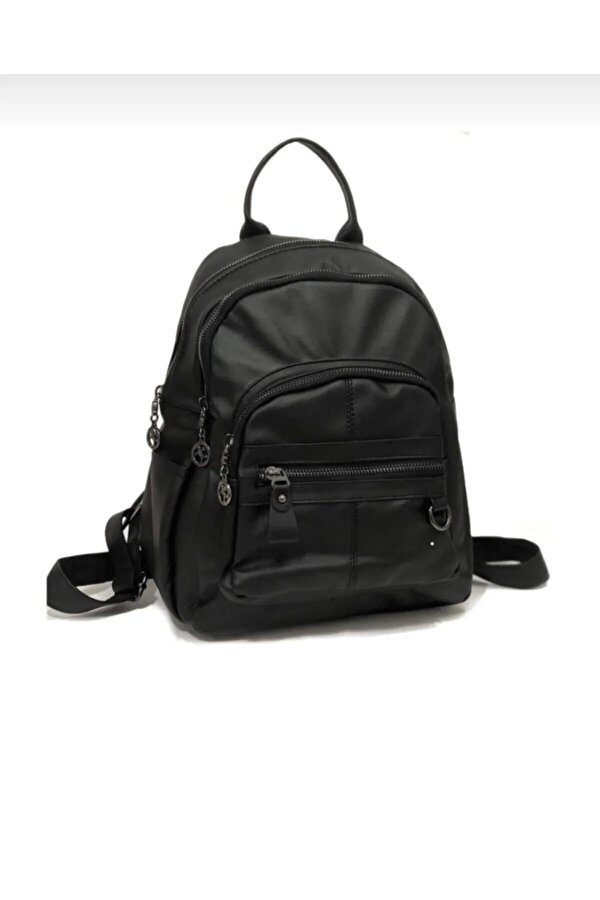 Tk-06 Kadın Sırt Çantası Yıkama Deri Günlük Çanta Çok Bölmeli Çanta SİYAH
