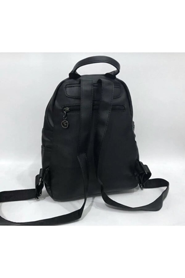 Tk-06 Kadın Sırt Çantası Yıkama Deri Günlük Çanta Çok Bölmeli Çanta SİYAH