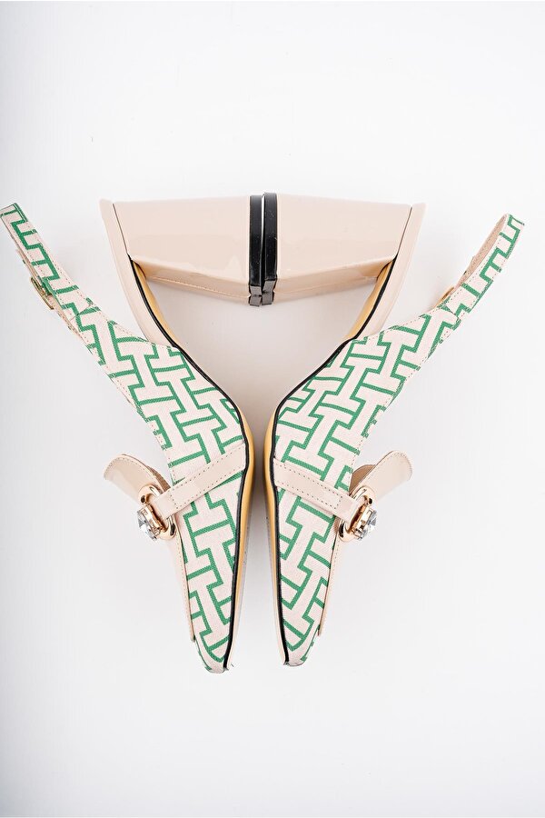 NİCHOLE Garantili Arkası Açık Kalın Topuklu Tokalı Kadın Ayakkabı