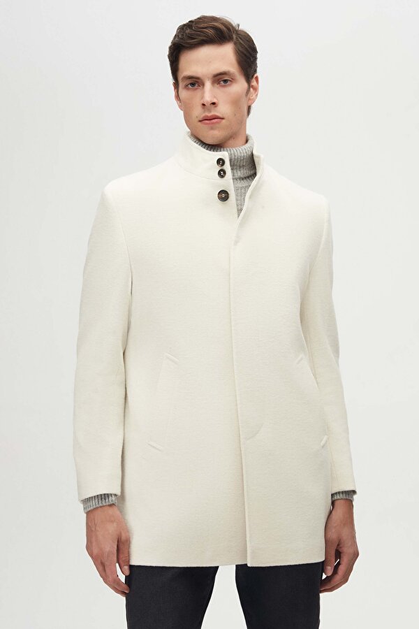 Ds Damat Regular Fit Ekru Hakim Yaka Kaşe Kaban