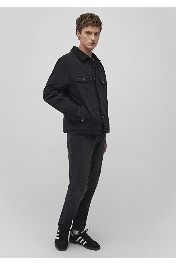 Zander Classic Denim Antrasit Suni Kürklü Jean Ceket