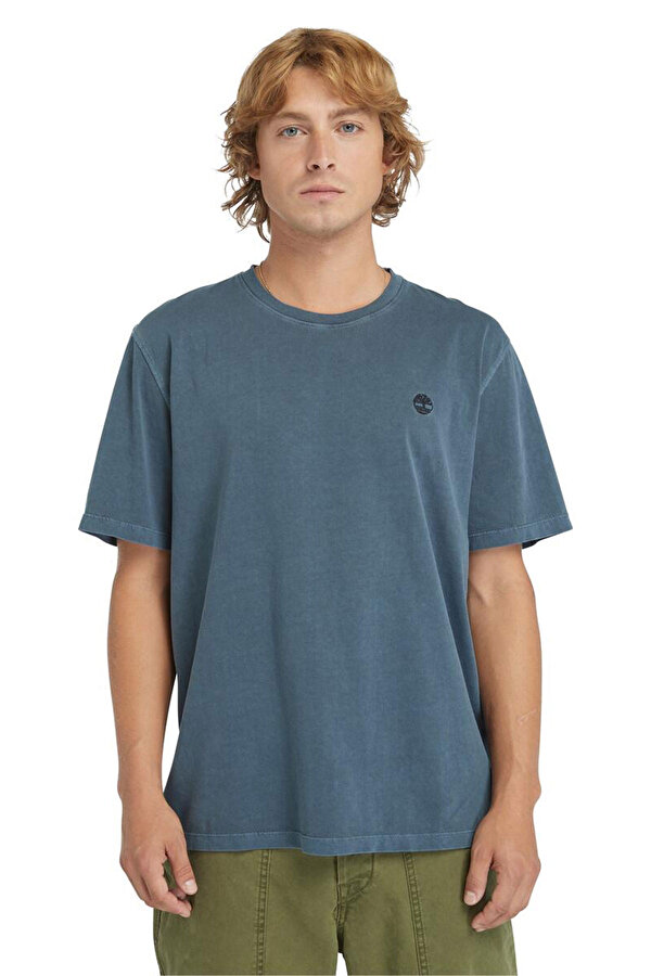 Garment Dye Short Sleeve Mavi Erkek Kısa Kol T-Shirt