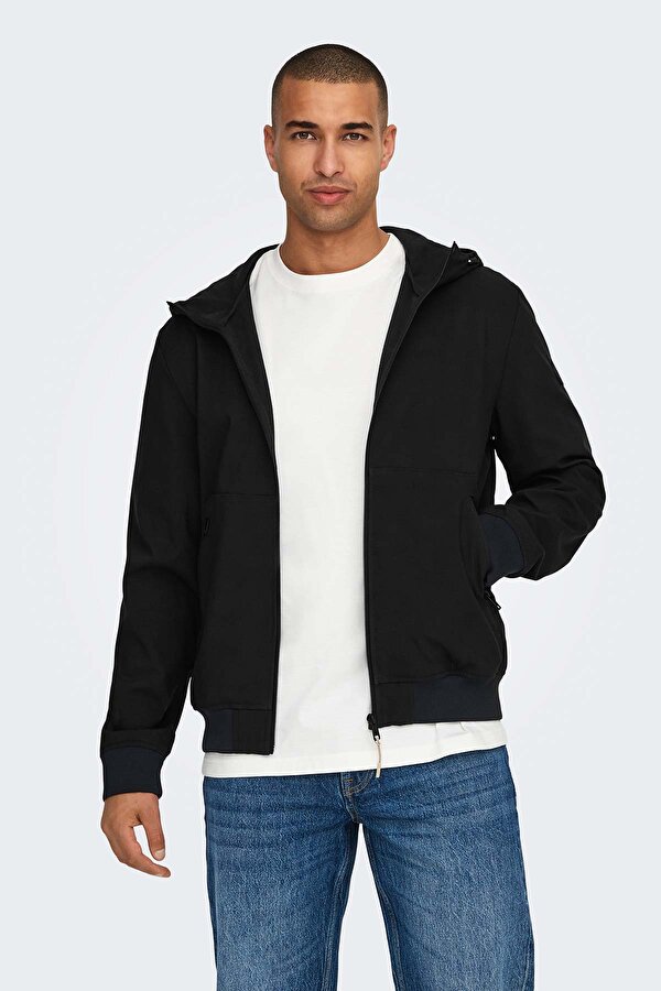 ONSBOWIE SOFTSHELL BOMBER Siyah Erkek Ceket