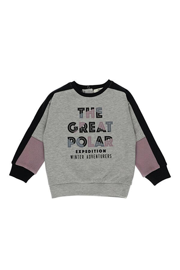 Erkek Çocuk  Blok Parçalı Baskı Detay Sweatshirt