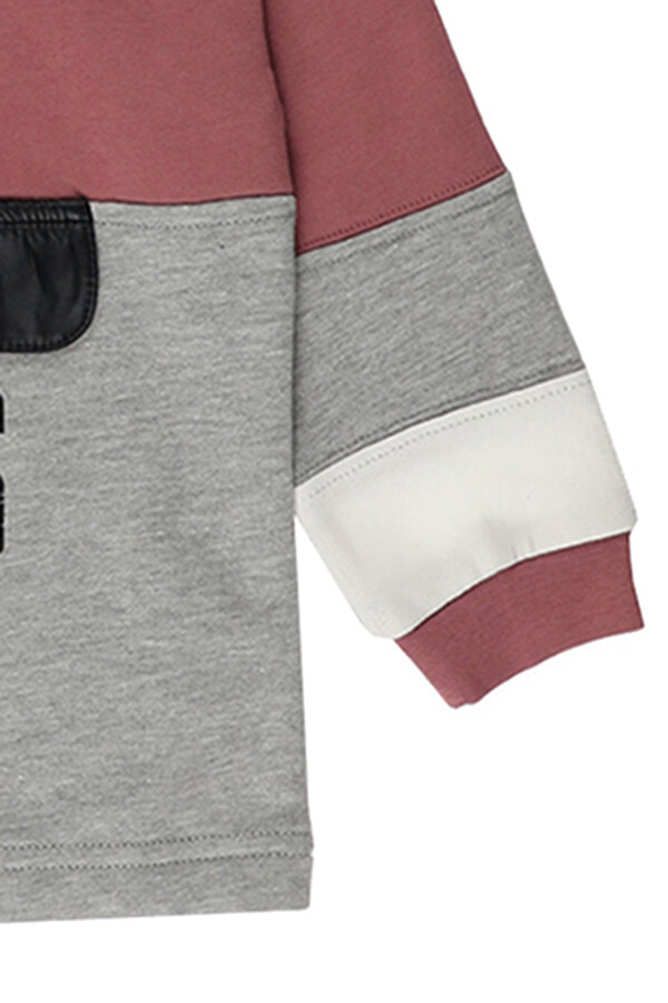 Erkek Çocuk  Yarım Fermuarlı Baskı Detaylı Sweatshirt