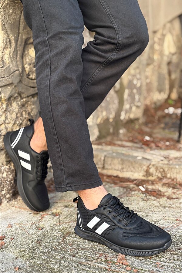 Logan Siyah Beyaz Ortopedik Günlük Garantili Yürüyüş Koşu Sneaker Spor Ayakkabı LOGAN-7039