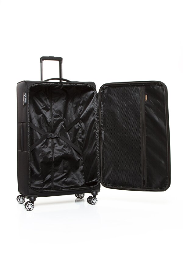 032 Küçük Boy  (Kabin) Ultra Light Hafif Lüx Kumaş Tekerlekli Valiz SİYAH