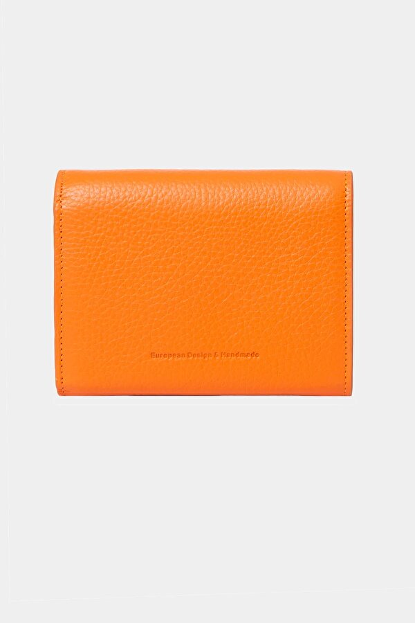 2785 Hakiki Deri Kadın Cüzdan Çok Bölmeli Şık Tasarım TURUNCU