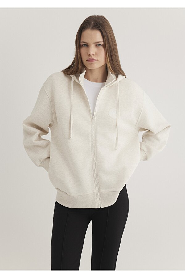 Fermuarlı Bej Sweatshirt