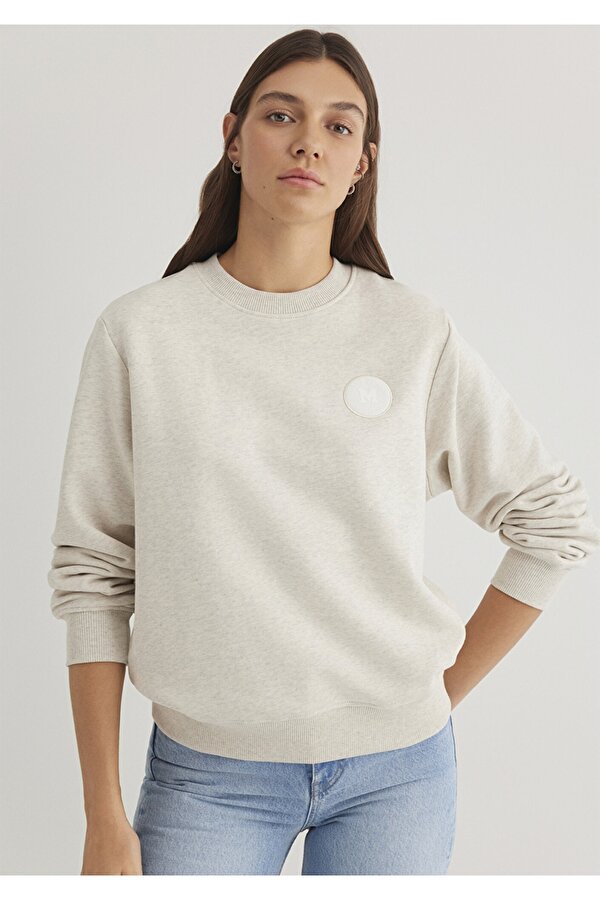 Bisiklet Yaka Gri Sweatshirt