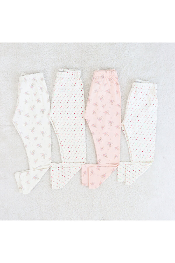 Kız Bebe&Çocuk Baskılı Pamuklu Pijama Altı 4 lü Paket