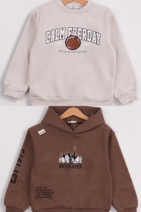 Erkek Çocuk 2 li Paket Basic Sweatshirt