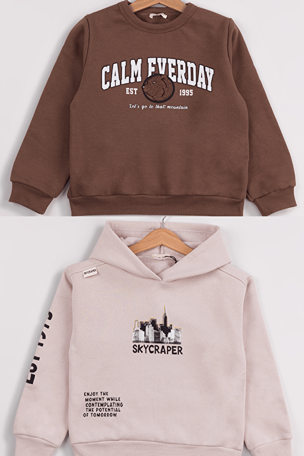 Erkek Çocuk 2 li Paket Basic Sweatshirt