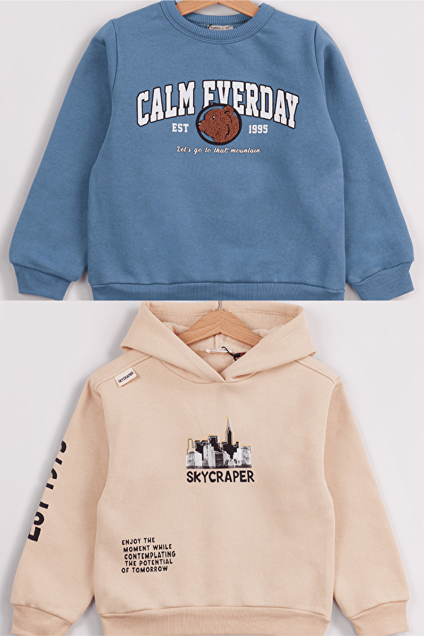 Erkek Çocuk 2 li Paket Basic Sweatshirt