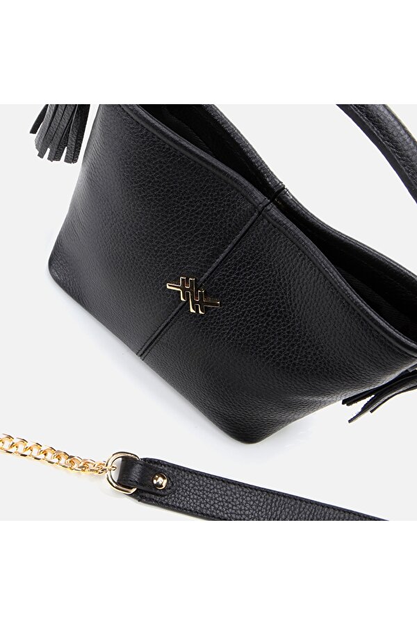 Hakiki Deri Siyah Kadın Mini (Çapraz) Çanta