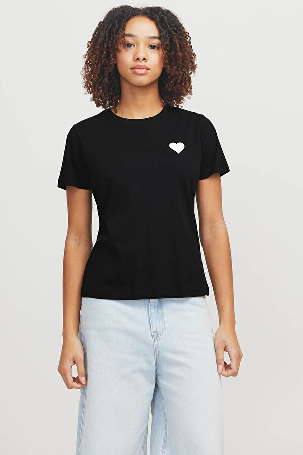 JXCARLY REG FIT SS TEE JR Siyah Kadın Kısa Kol T-Shirt