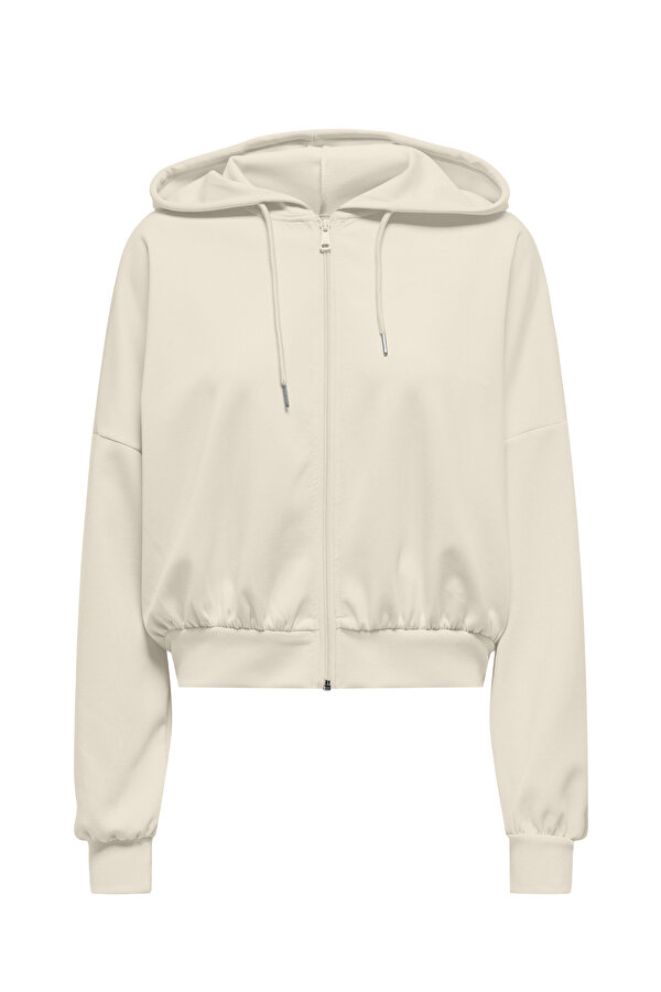 ONLALINA LIFE L/S ZIP HOO Ekru Kadın Fermuarlı Sweatshirt