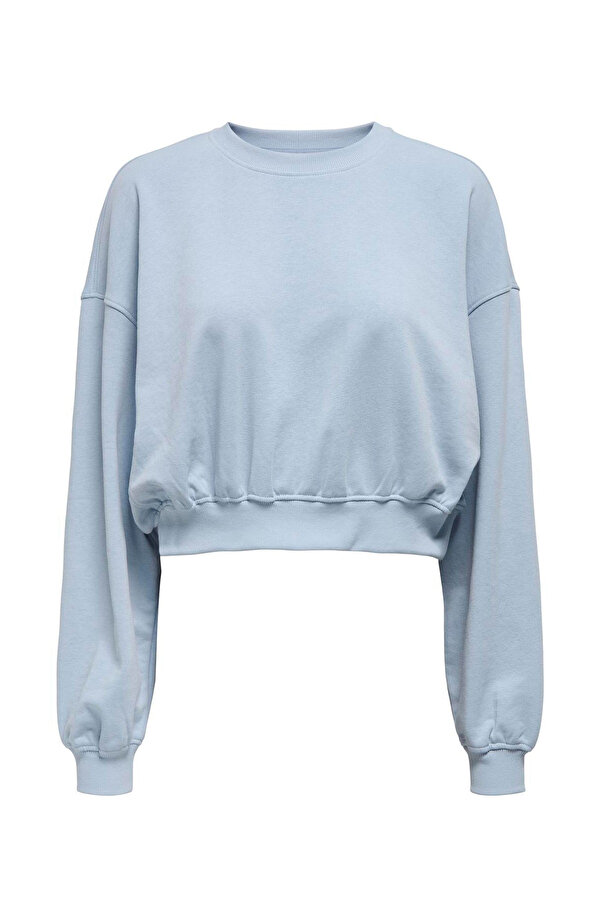 ONLBELLA L/S CROP O-NECK Mavi Kadın Sweatshirt