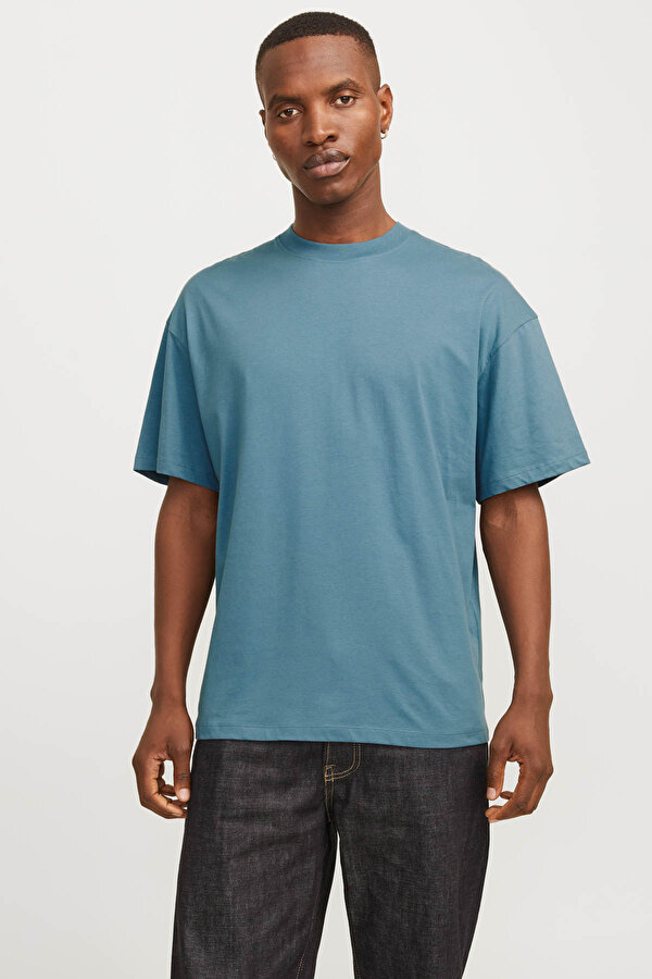 JJEBRADLEY TEE SS O-NECK Mavi Erkek Kısa Kol T-Shirt