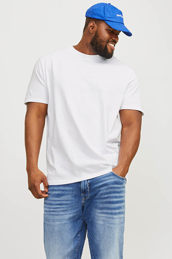 JJEBRADLEY TEE SS NOOS PL Beyaz Erkek Kısa Kol T-Shirt