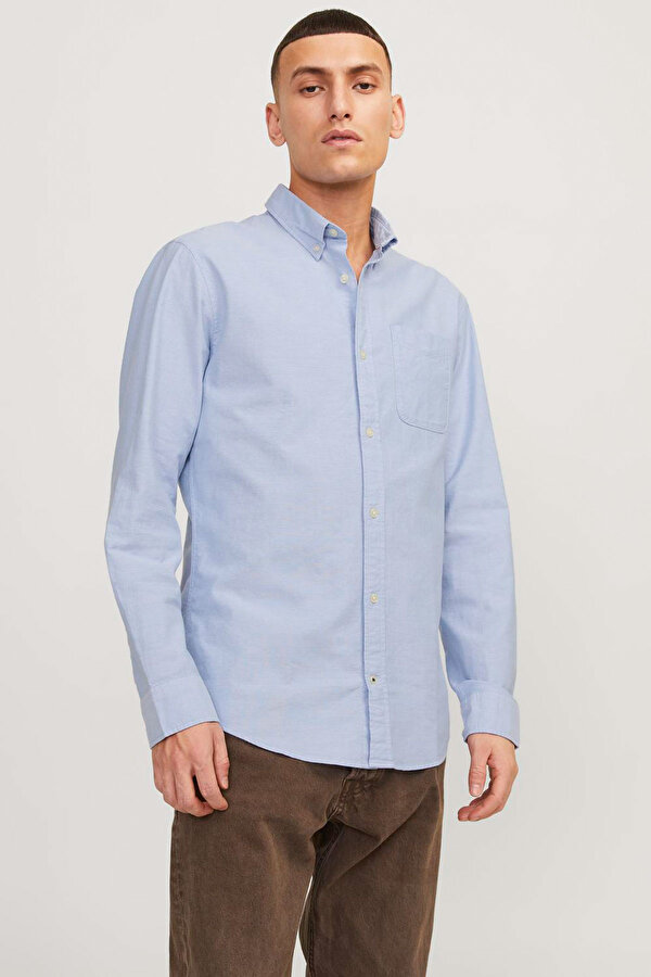 JJEOXFORD SHIRT LS NOOS Mavi Erkek Gömlek