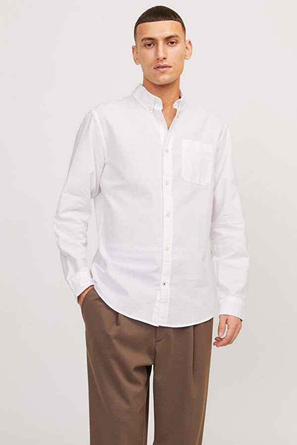 JJEOXFORD SHIRT LS NOOS Beyaz Erkek Gömlek