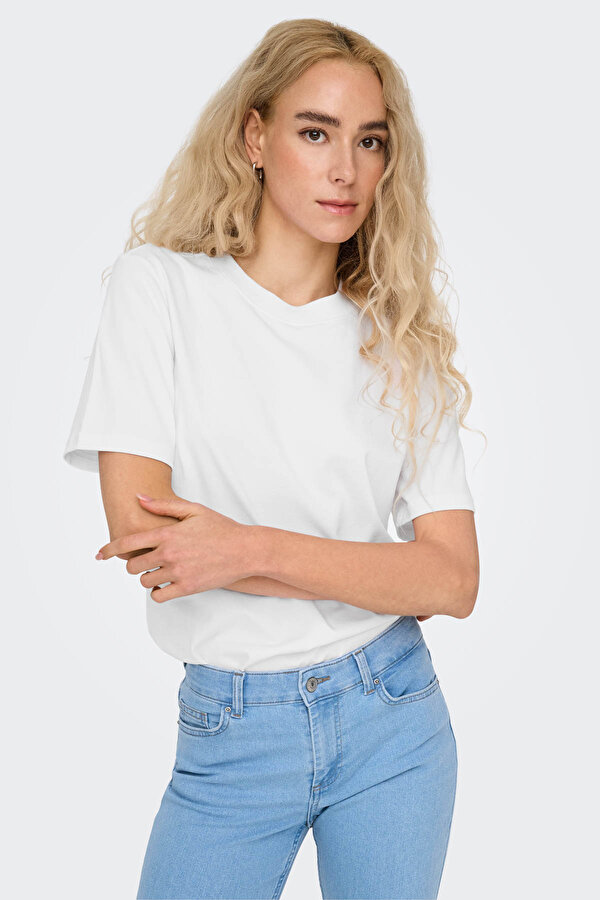 ONLMONJA S/S TEE JRS NOOS Beyaz Kadın Kısa Kol T-Shirt