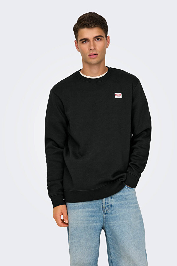 ONSDAWSON REG CREW VD Siyah Erkek Sweatshirt
